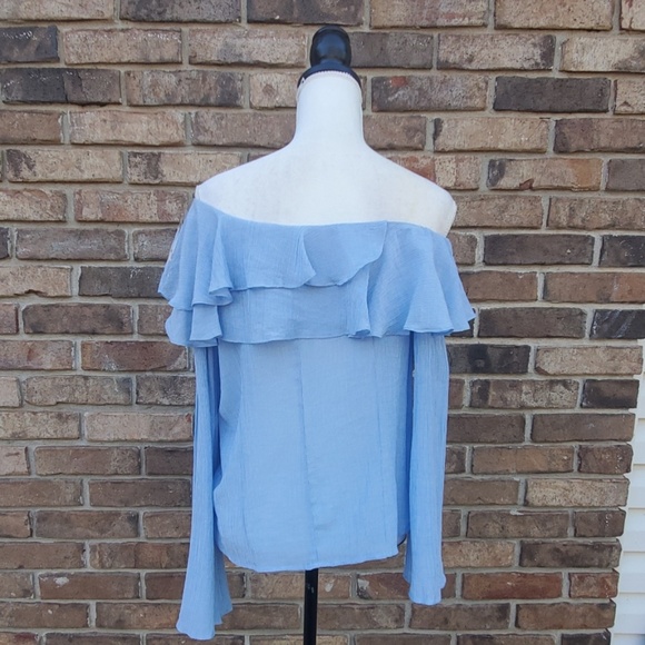 Socialite Off The Shoulder Ruffle Bell Sleeve Top - Picture 5 of 8